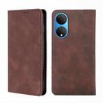 For Honor X7 4G Skin Feel Magnetic Horizontal Flip Leather Phone Case(Dark Brown)