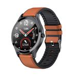 MK10 1.3 inch IPS Color Full-screen Touch Leather Belt Smart Watch, Support Weather Forecast / Heart Rate Monitor / Sleep Monitor / Blood Pressure Monitoring(Brown)