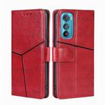 For Motorola Edge 30 Geometric Stitching Horizontal Flip Leather Phone Case(Red)