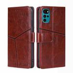 For Motorola Moto G22 Geometric Stitching Horizontal Flip Leather Phone Case(Dark Brown)
