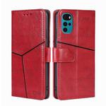 For Motorola Moto G22 Geometric Stitching Horizontal Flip Leather Phone Case(Red)