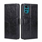 For Motorola Moto G22 Geometric Stitching Horizontal Flip Leather Phone Case(Black)