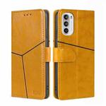 For Motorola Moto G52 4G/G82 5G Geometric Stitching Horizontal Flip Leather Phone Case(Yellow)