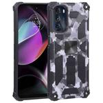 For Motorola Moto G 2022 Camouflage Armor Kickstand TPU + PC Magnetic Phone Case(Grey)