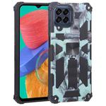 For Samsung Galaxy M33 5G Camouflage Armor Kickstand TPU + PC Magnetic Phone Case(Mint Green)