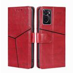 For OPPO A36 4G/A76 4G Global Geometric Stitching Horizontal Flip Leather Phone Case(Red)