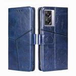 For OPPO A57 5G 2022/Realme Q5i Geometric Stitching Horizontal Flip Leather Phone Case(Blue)
