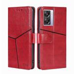 For OPPO A57 5G 2022/Realme Q5i Geometric Stitching Horizontal Flip Leather Phone Case(Red)