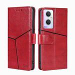 For OPPO A96 5G Geometric Stitching Horizontal Flip Leather Phone Case(Red)