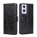 For OPPO A96 5G Geometric Stitching Horizontal Flip Leather Phone Case(Black)