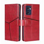 For OPPO Find X5 Lite Geometric Stitching Horizontal Flip Leather Phone Case(Red)