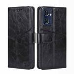 For OPPO Find X5 Lite Geometric Stitching Horizontal Flip Leather Phone Case(Black)