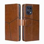 For OPPO Find X5 Pro Geometric Stitching Horizontal Flip Leather Phone Case(Light Brown)