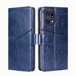 For OPPO Find X5 Pro Geometric Stitching Horizontal Flip Leather Phone Case(Blue)