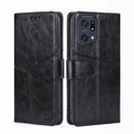 For OPPO Find X5 Pro Geometric Stitching Horizontal Flip Leather Phone Case(Black)