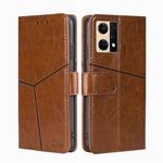 For OPPO Reno7 4G/F21 Pro 4G Geometric Stitching Horizontal Flip Leather Phone Case(Light Brown)