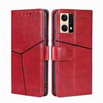 For OPPO Reno7 4G/F21 Pro 4G Geometric Stitching Horizontal Flip Leather Phone Case(Red)