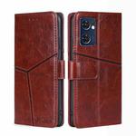 For OPPO Reno7 5G Global Geometric Stitching Horizontal Flip Leather Phone Case(Dark Brown)