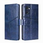 For OPPO Reno7 5G Global Geometric Stitching Horizontal Flip Leather Phone Case(Blue)