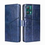 For OPPO Realme 9 Pro Geometric Stitching Horizontal Flip Leather Phone Case(Blue)