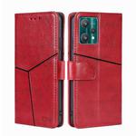 For OPPO Realme 9 Pro Geometric Stitching Horizontal Flip Leather Phone Case(Red)