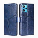 For OPPO Realme 9 Pro+ Geometric Stitching Horizontal Flip Leather Phone Case(Blue)