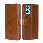 For OPPO Realme 9i Geometric Stitching Horizontal Flip Leather Phone Case(Light Brown)