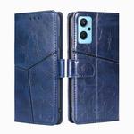 For OPPO Realme 9i Geometric Stitching Horizontal Flip Leather Phone Case(Blue)