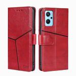 For OPPO Realme 9i Geometric Stitching Horizontal Flip Leather Phone Case(Red)