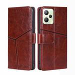 For OPPO Realme C35 Geometric Stitching Horizontal Flip Leather Phone Case(Dark Brown)