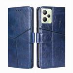 For OPPO Realme C35 Geometric Stitching Horizontal Flip Leather Phone Case(Blue)