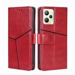 For OPPO Realme C35 Geometric Stitching Horizontal Flip Leather Phone Case(Red)