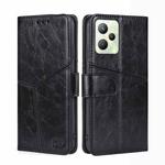 For OPPO Realme C35 Geometric Stitching Horizontal Flip Leather Phone Case(Black)