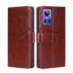 For OPPO Realme GT Neo3 Geometric Stitching Horizontal Flip Leather Phone Case(Dark Brown)