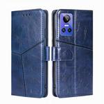 For OPPO Realme GT Neo3 Geometric Stitching Horizontal Flip Leather Phone Case(Blue)