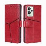 For OPPO Realme GT2 Pro Geometric Stitching Horizontal Flip Leather Phone Case(Red)