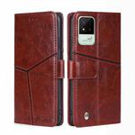 For OPPO Realme Narzo 50i Geometric Stitching Horizontal Flip Leather Phone Case(Dark Brown)