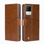 For OPPO Realme Narzo 50i Geometric Stitching Horizontal Flip Leather Phone Case(Light Brown)