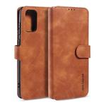 For Galaxy S20 DG.MING Retro Oil Side Horizontal Flip Case with Holder & Card Slots & Wallet(Brown)