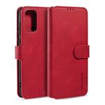 For Galaxy S20+ DG.MING Retro Oil Side Horizontal Flip Case with Holder & Card Slots & Wallet(Red)