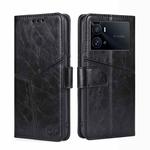 For vivo iQOO 9 Pro 5G Geometric Stitching Horizontal Flip Leather Phone Case(Black)
