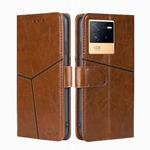 For vivo iQOO Neo6 5G Geometric Stitching Horizontal Flip Leather Phone Case(Light Brown)