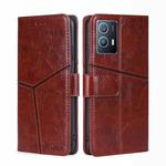 For vivo iQOO U5 5G Geometric Stitching Horizontal Flip Leather Phone Case(Dark Brown)