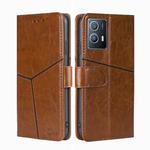 For vivo iQOO U5 5G Geometric Stitching Horizontal Flip Leather Phone Case(Light Brown)