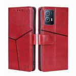 For vivo iQOO U5 5G Geometric Stitching Horizontal Flip Leather Phone Case(Red)