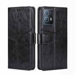 For vivo iQOO U5 5G Geometric Stitching Horizontal Flip Leather Phone Case(Black)