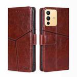 For vivo S12 5G/V23 Geometric Stitching Horizontal Flip Leather Phone Case(Dark Brown)