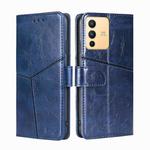 For vivo S12 5G/V23 Geometric Stitching Horizontal Flip Leather Phone Case(Blue)