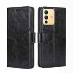 For vivo S12 5G/V23 Geometric Stitching Horizontal Flip Leather Phone Case(Black)