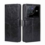 For vivo X80 Pro Geometric Stitching Horizontal Flip Leather Phone Case(Black)